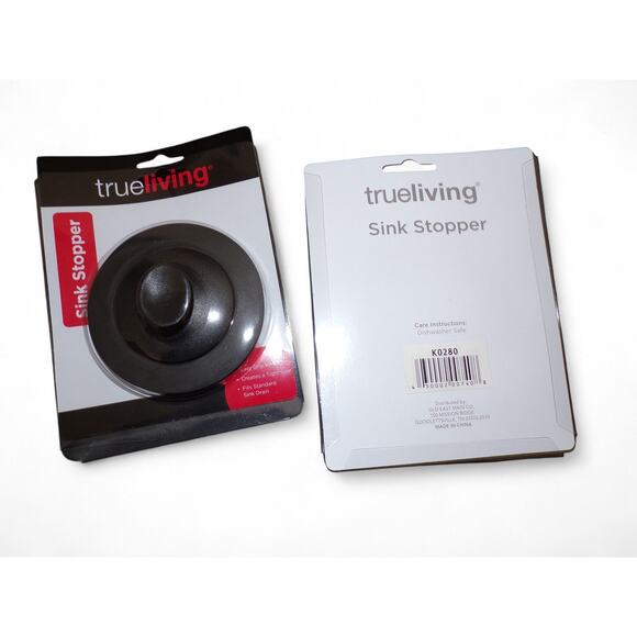 (2) True Living Rubber Sink Stoppers Easy Grip Knob Standard Sinks - Picture 3 of 3